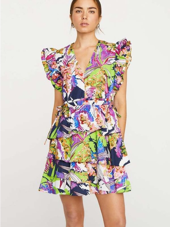 Marie Oliver Dresses & Skirts - Marie Oliver Multi-Color Floral Ruffle Mini Dress small